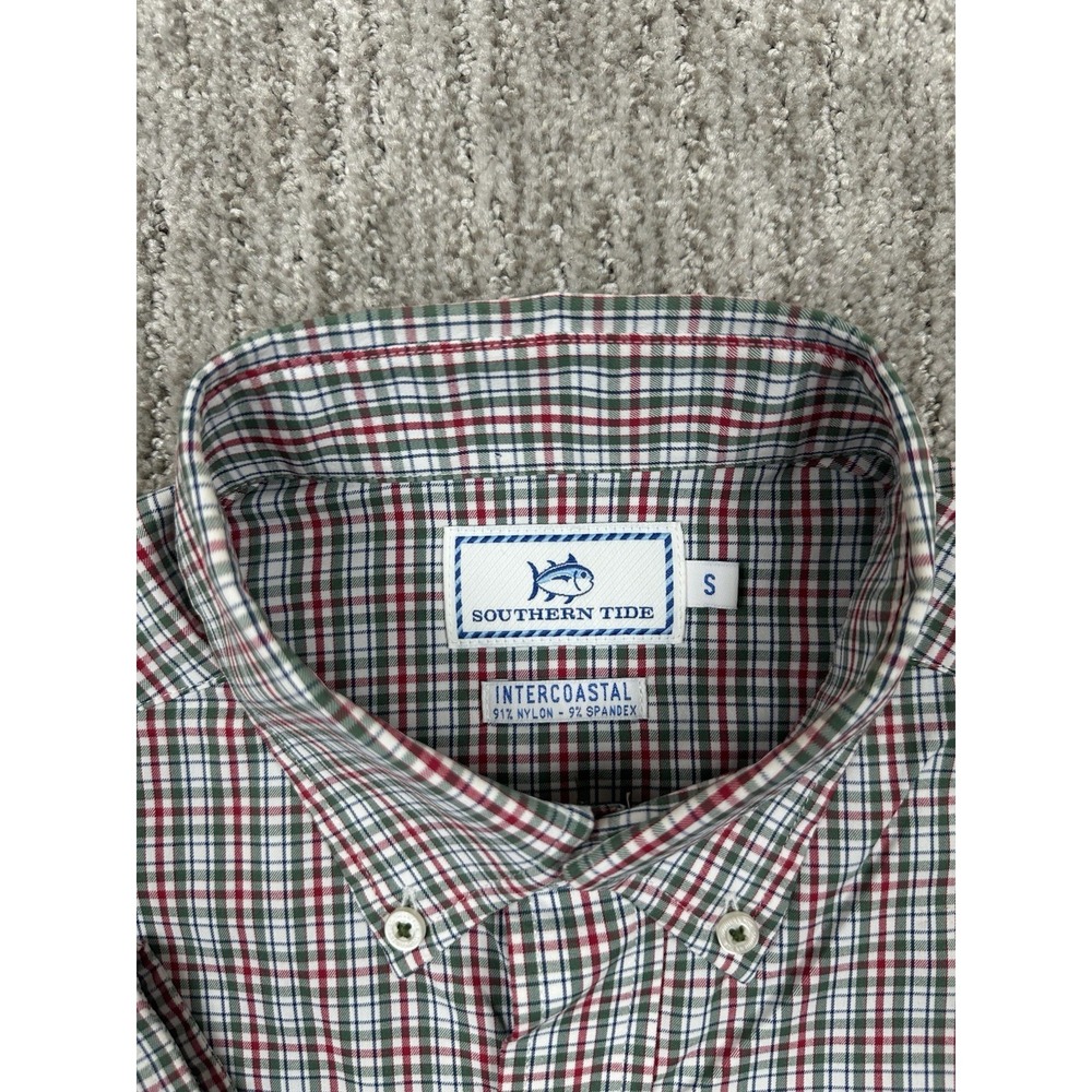 Southern Tide Shirt Mens Small Green Plaid Intercoastal Button Down Long Sleeve - Picture 2 of 12